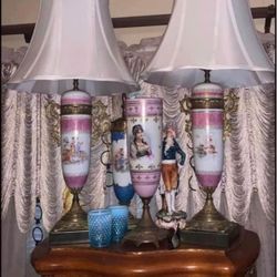 Pair of Pink Bronze Australian Lamps