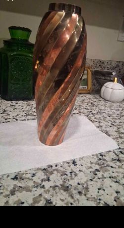vintage tri-color metal swirl vase