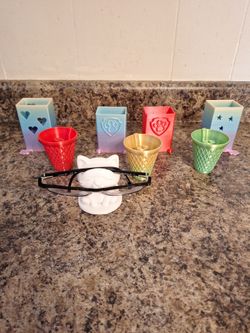 Cat eye glass holder, Juice box holders, Popsicle drip holder