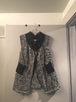 Grey and black wool cardigan