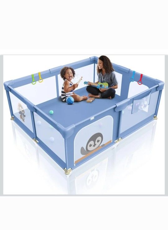 Li'l Pengyu Extra Large Baby Playpen for Toddlers, 71 x 59 inch Soft Breathable Mesh Playard