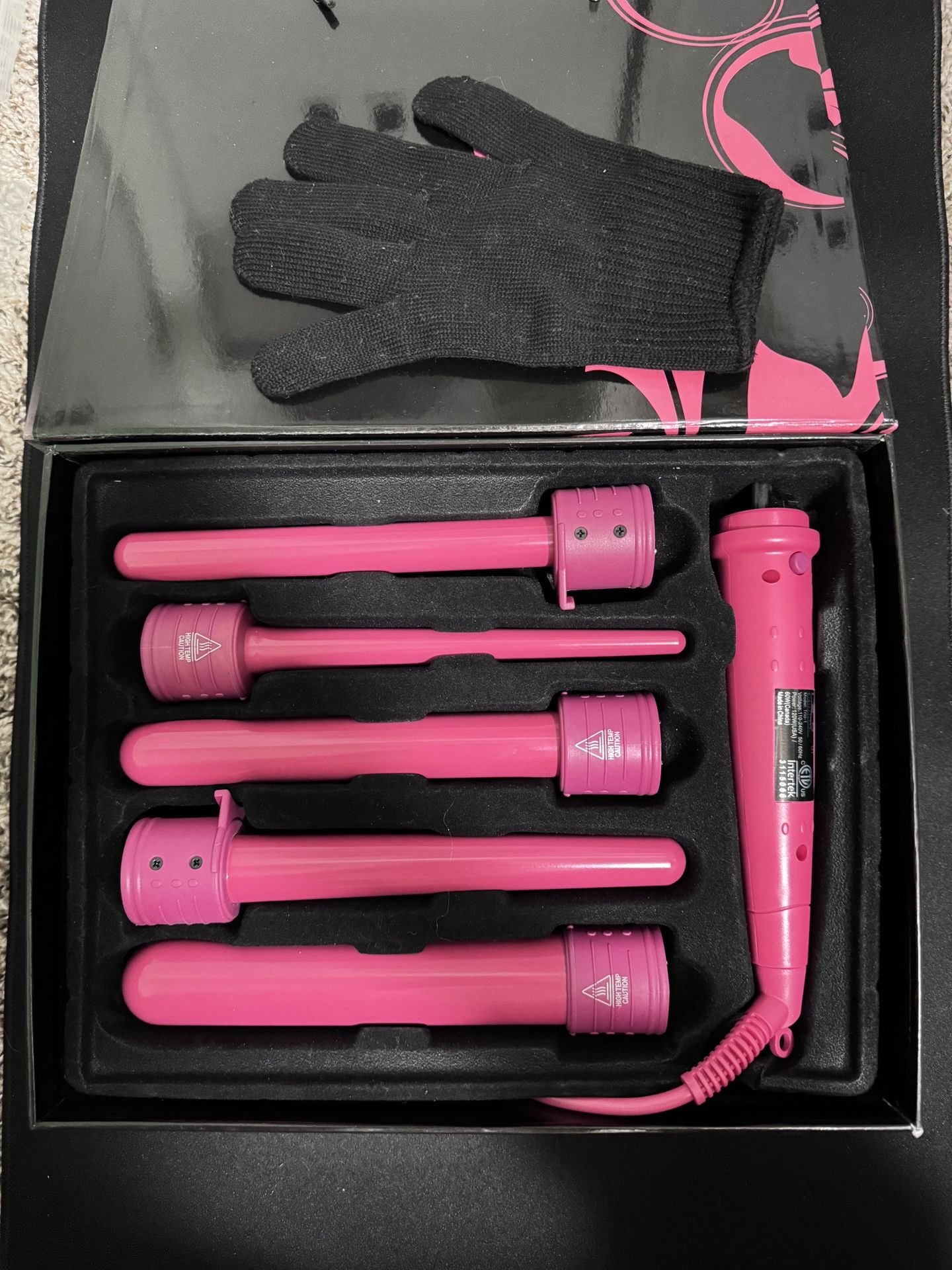 5in1 ISO Beauty Professional Clipless Curler Set Interchangeable curling iron PINK