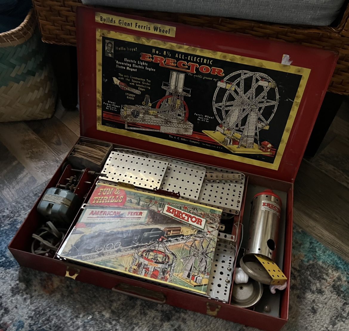 Timeless American Flyer 1940s Erector Set with Working Motor and Instructions 