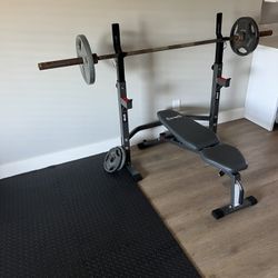 Bench Press with 90lb Weights And Mats for Sale in San Diego CA OfferUp