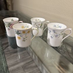RARE Set All Four Vintage Queens Bone China Coffee Tea Cups