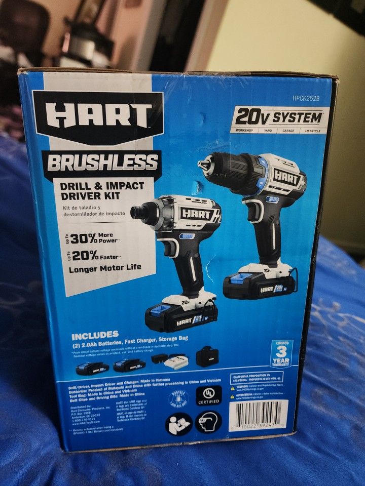 HART HPCK252B 20V Cordless Brushless Drill and Impact Combo Kit for Sale in Greenbelt, MD OfferUp