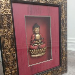 Red Budha Statue 3d Picture Frame 