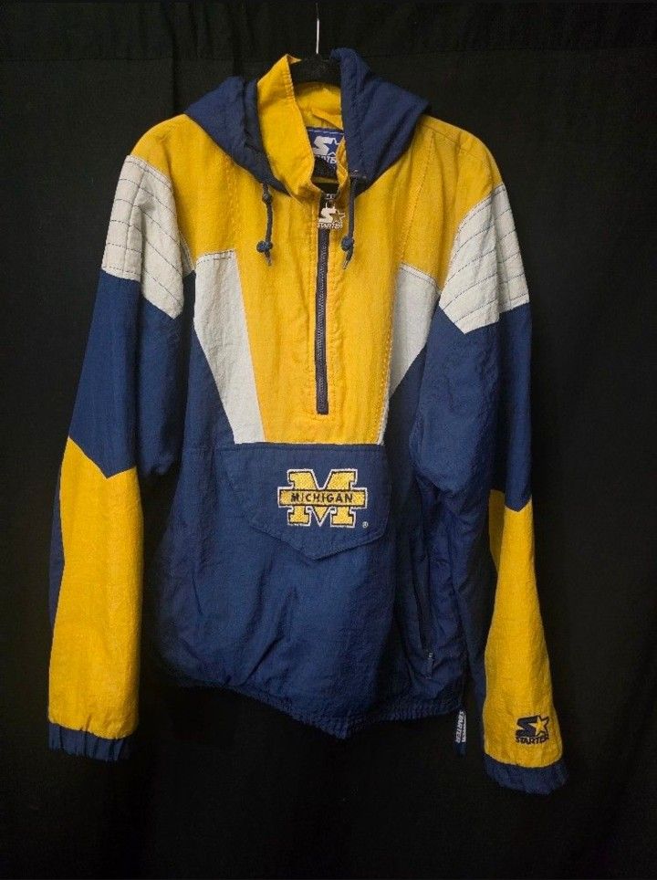 Vintage 90s Michigan Starter Brand Parka Pullover Size Mens XL