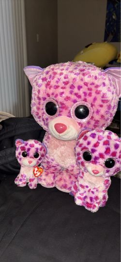 Ty Beanie Boo Pink Leopard Plush Set of 3