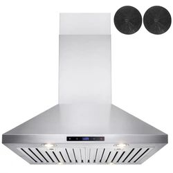 AKDY 30 in. Convertible Kitchen Island Mount Range Hood in Stainless Steel with Touch Control and Carbon Filter