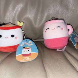 Squishmallows Red and Pink Dog Toy Set NWT Squeaky Set of 2