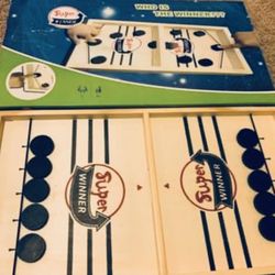 NEW - Fast Sling Puck Wooden Hockey Table Desktop Slingshot Foosball Winner Board Game