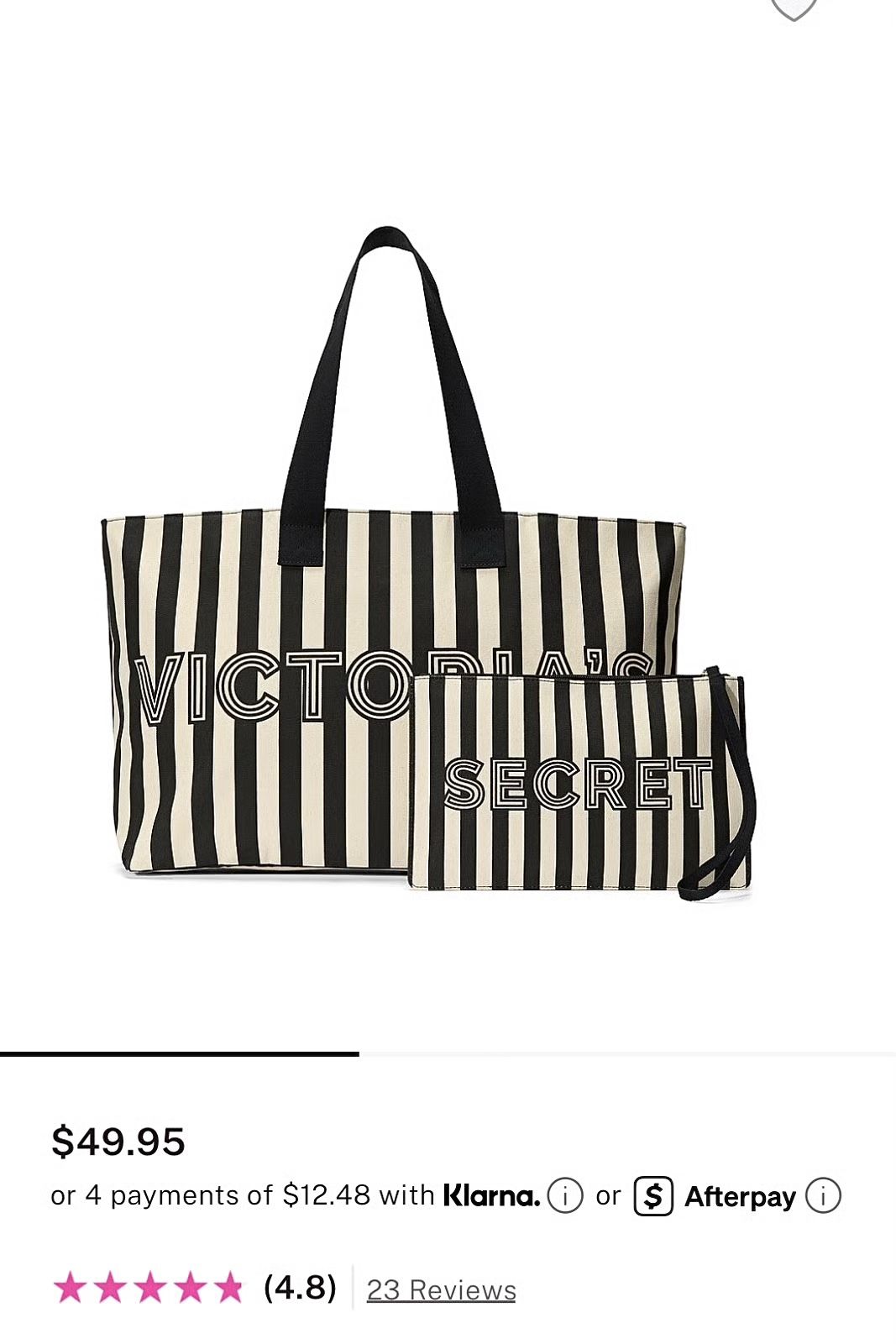 Victoria’s Secret Stripe Tote & Wristlet Set