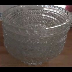 Vintage Heavy Star Cut Glass Dessert Bowls Set of Five