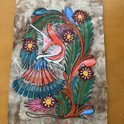 Vintage Amate Bark Painting, 8x12in