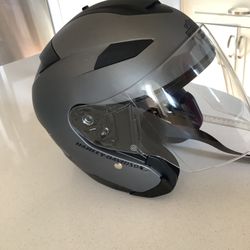 Harley Davidson w Sun Shield Open face HD H27 Motorcycle helmet size  6 7/8 to 7” easy button slide to bring down sun Shield, full chin strap no rips 