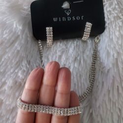 Silver Rhinestone Jewelry 