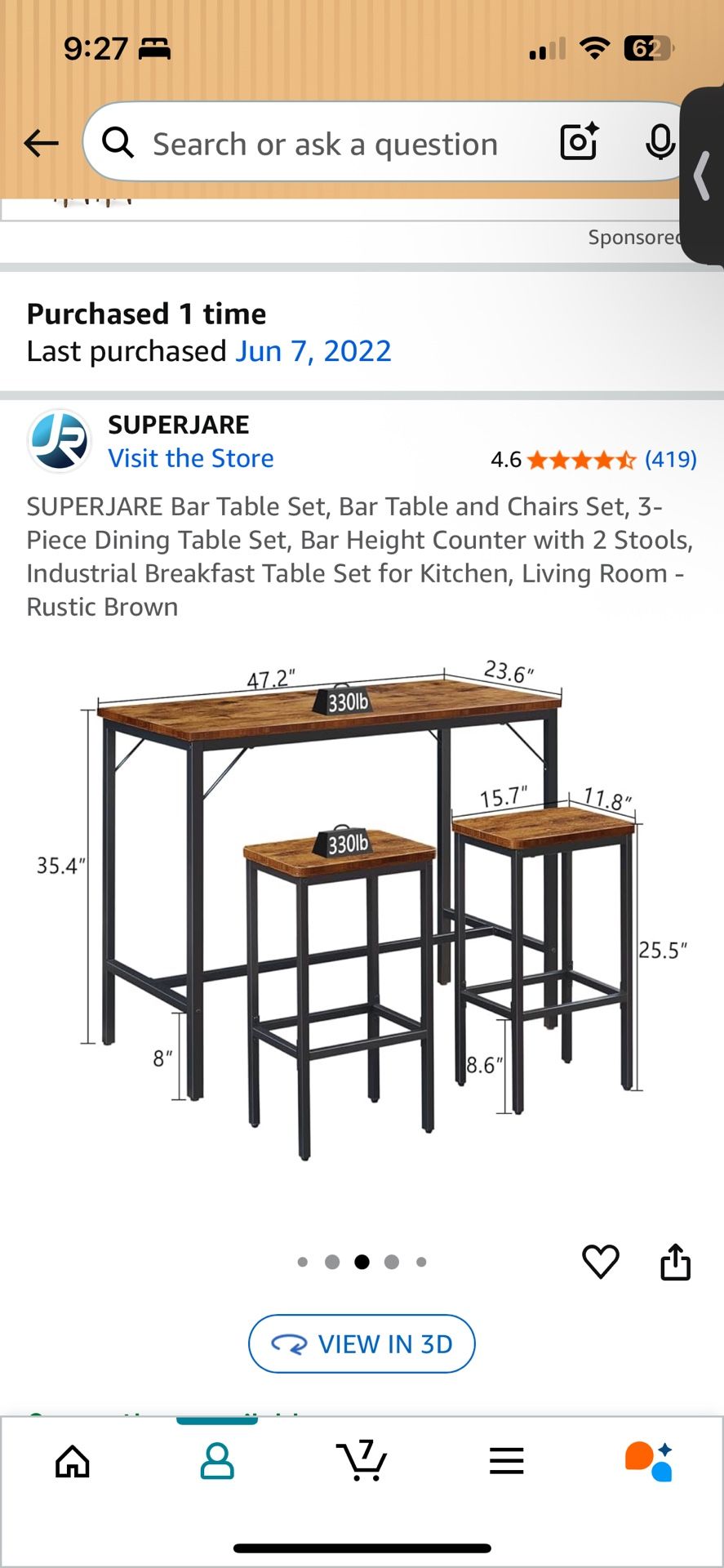 SUPERJARE Bar table