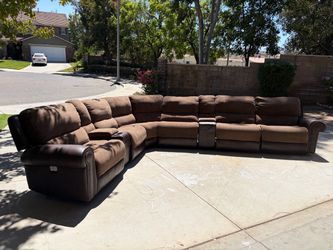 Brown Sectional Sofa with Recliners