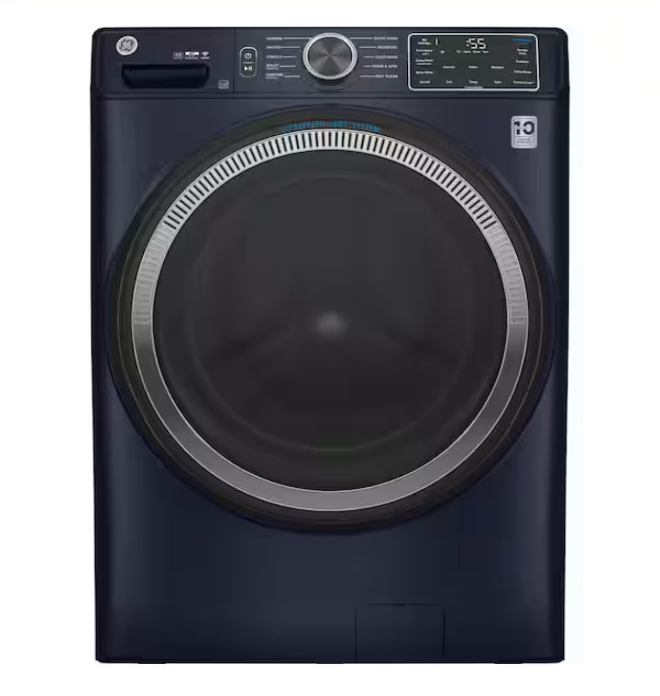 GE 4.8 cu. ft. Smart Sapphire Blue Front Load Washer with OdorBlock UltraFresh Vent System and Sanitize with Oxi
