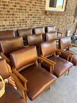Brown leather chairs