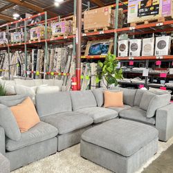 Thomasville Lowell 6 Pc Dark Grey Cloud Couch 