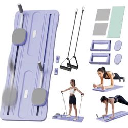 Multi-Functional Pilates Board Abdominal & Core Trainer with Resistance Bands Purple