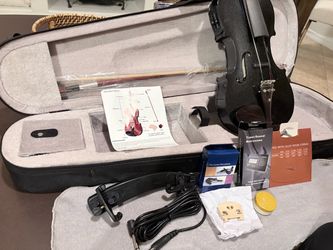 Black Acoustic Violin Kit with Case and Accessories