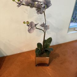 Faux Orchid Flower With Vase