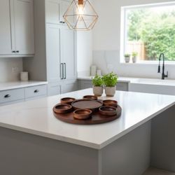 Jean Gillon Brazilian Rosewood (Jacaranda) MCM Lazy Susan Serving Set Tropic Art