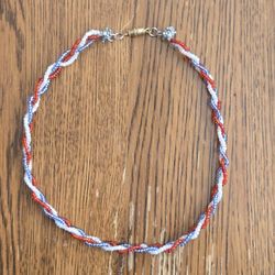 4th Of July Beaded Necklace Light Blue!