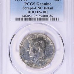 1971-D Kennedy Half Dollar Doubled Die Obverse FS-101 PCGS DDO + 2 FREE WHEAT PENNIES