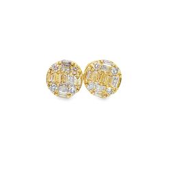 10k Yellow Gold Diamond Earrings with Round Brilliant Cut Diamonds 0.50 ctw