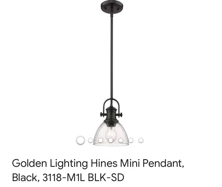 Golden Lighting Hines Mini Pendant, Black, 3118-M1L BLK-SD