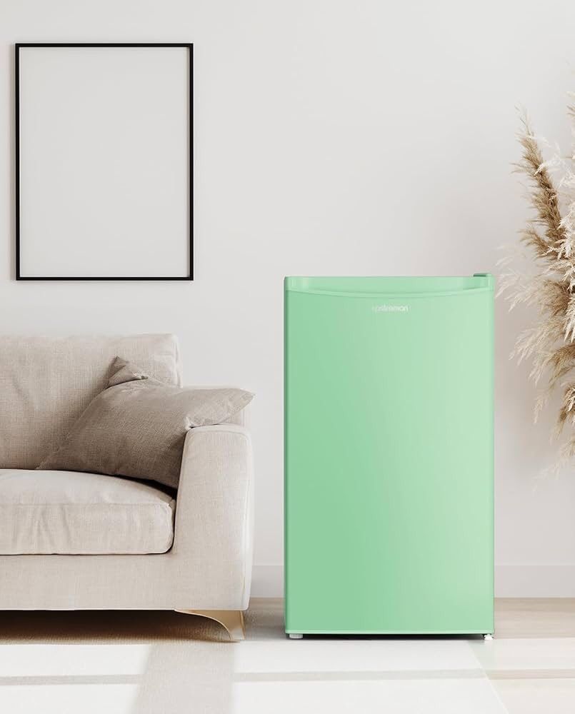 🔥 3.2 Cu.Ft Mini Fridge with Freezer, Single Door Mini Fridge, Dorm Fridge, Adjustable Thermostat, Mini Refrigerator for Bedroom, Office, Dorm, Green