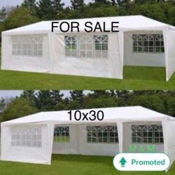 10'x 30' White Gazebo Wedding Party Tent Canopy with 6 Windows & 2 Sidewalls-8
