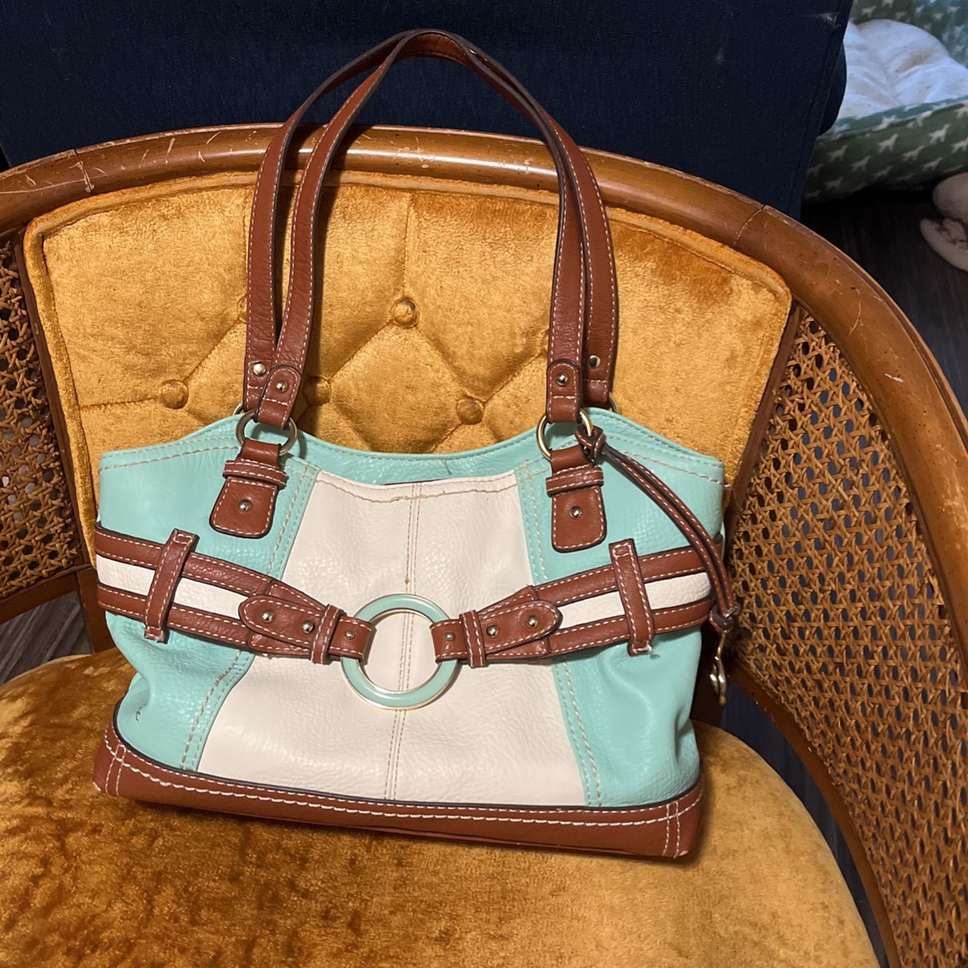 b.o.c. Turquoise  Brown  And Ivory Purse