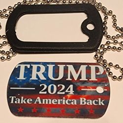 Donald Trump 2024 Dog Tag With Chain And Protector 