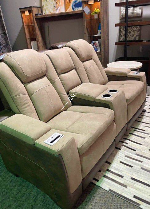 Sand Beige Leather Power Reclining Sofa, Power Reclining Loveseat , Power Recliner Color Options ⭐$39 Down Payment with Financing ⭐ 90 Days same as ca