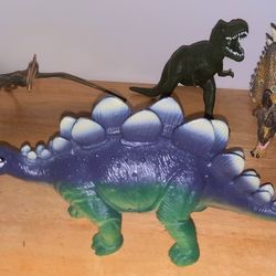 Colorful Lot Of (4) Very Large Toy Dinosaurs