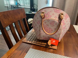 Diophy Pink Flowers circle handbag