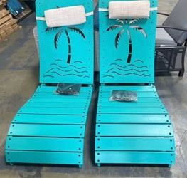 New Assembled  Set of 2 Folding in Pool Lounge Chair HDPE Fade Resistant Patio Chaise