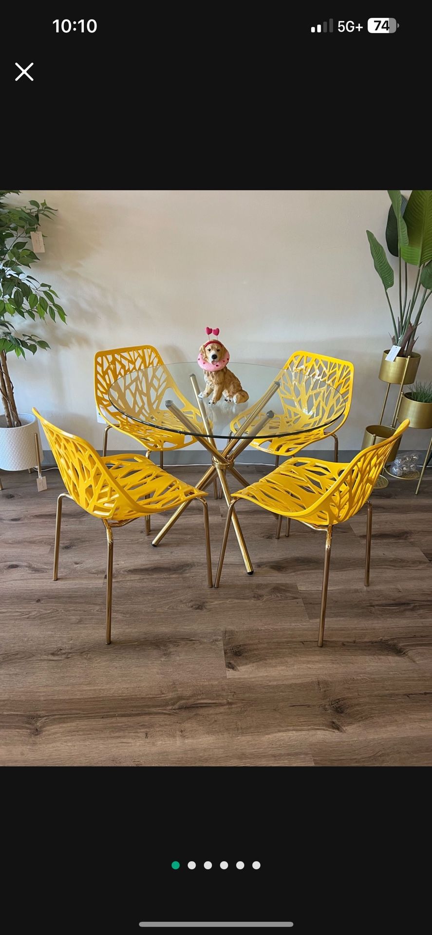 Yellow Dining Chairs And Table Set For 4