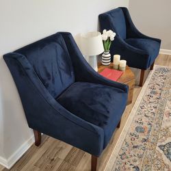 Accent Chairs Navy Blue, Set Of Two