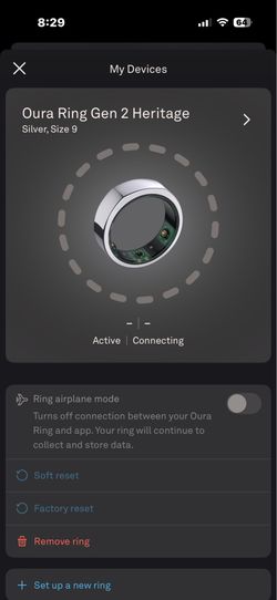 Oura ring Gen 2 Heritage silver size 9