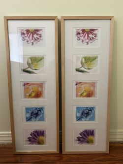 Ikea Ribba Wall Frame Photo Print x2 Birch Blonde Glass Front