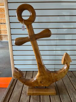 Large Solid Wood (Teak?) Anchor/New