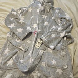 Gray And White Star Fluff Robe