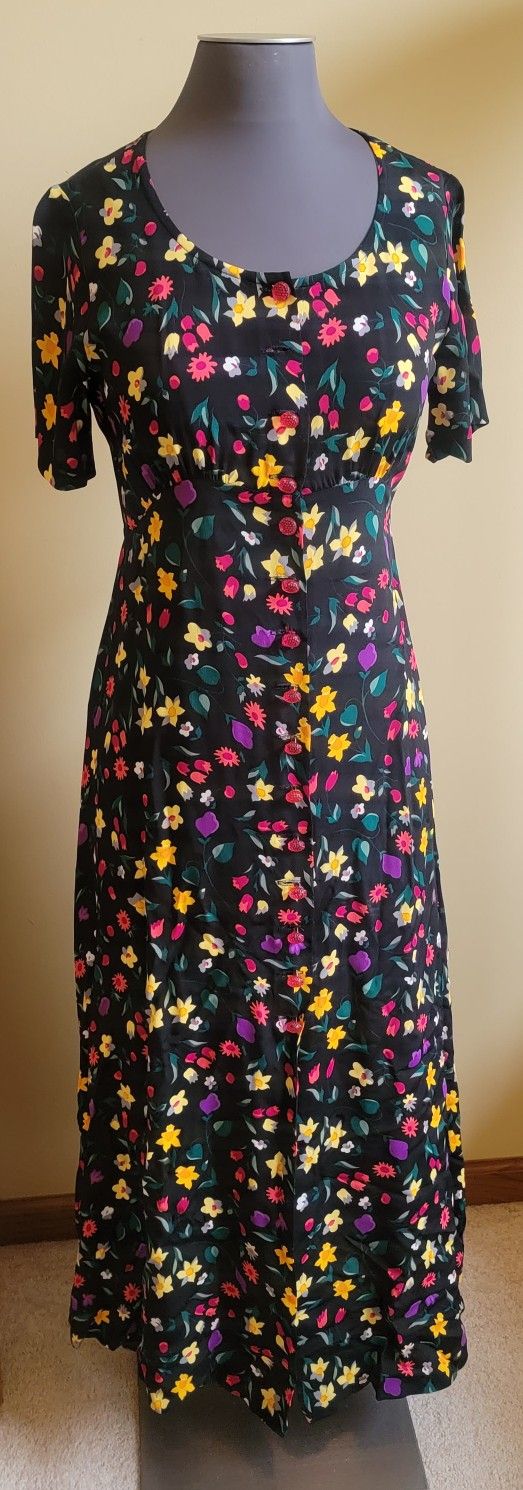 Vintage Betsey Johnson Floral Maxi Long Dress Sz L