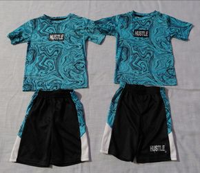 Hustle Kids Size 5/6 Athletic Shirt and Shorts Set x2